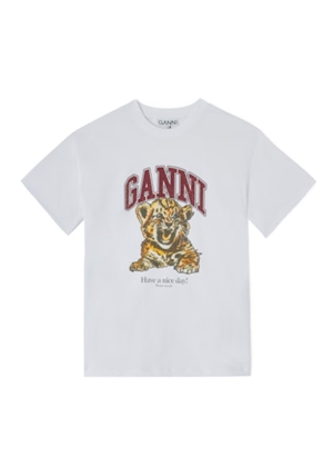 Beaded Baby Tiger tee Bright White A1050060 Ganni 